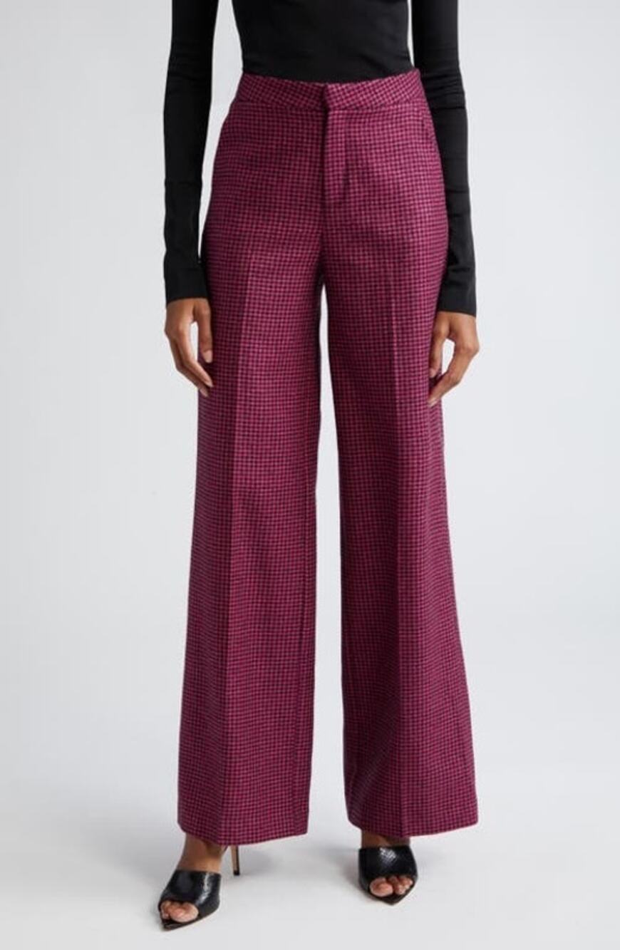 SZ 0 L’AGENCE Livvy Houndstooth Wool Blend Trousers Houndstooth